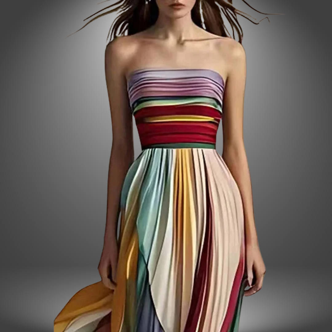 MW | Maxikleid Tube mit bunten Streifen