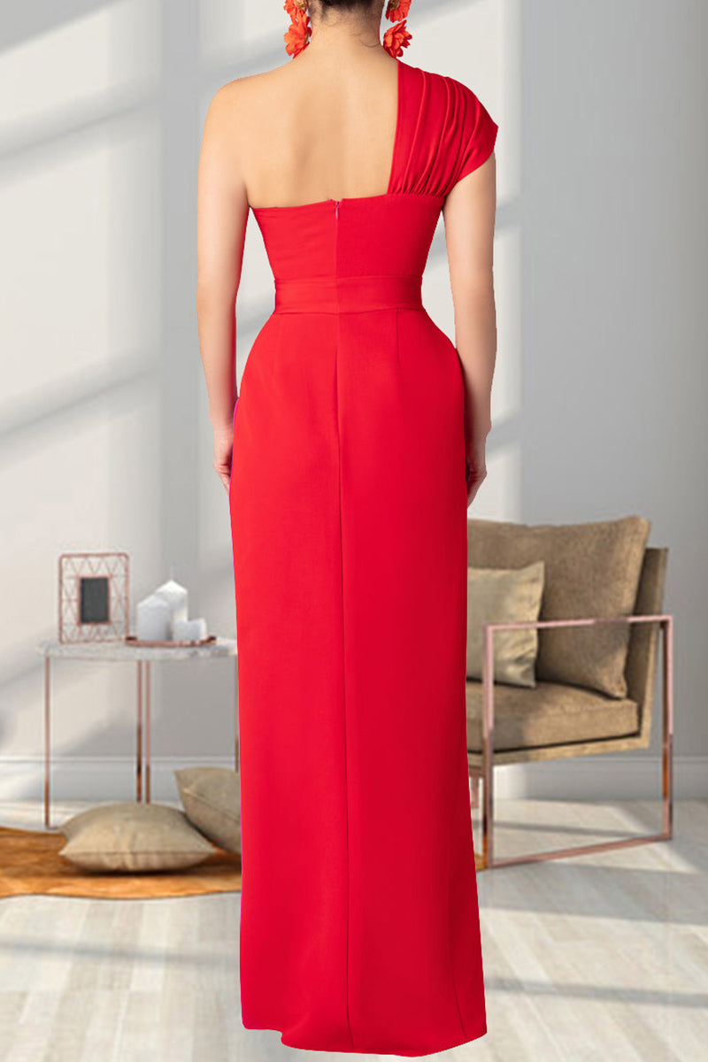 MW | Langes asymmetrisches Colorblock-Kleid