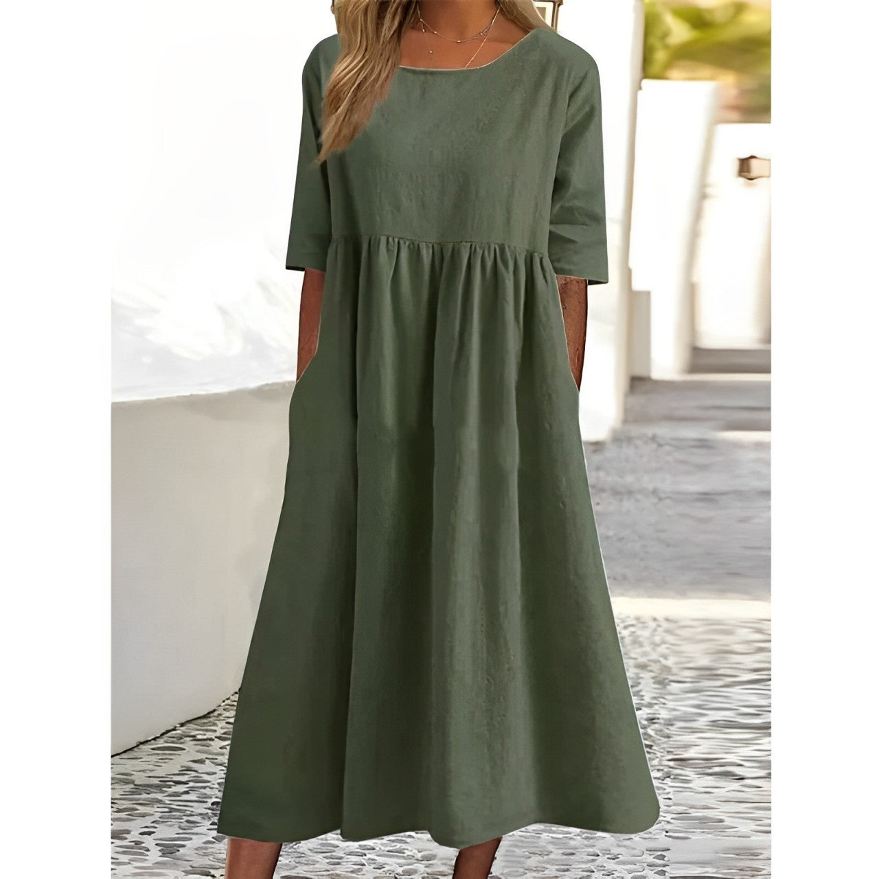 MW | Unifarbenes Midikleid
