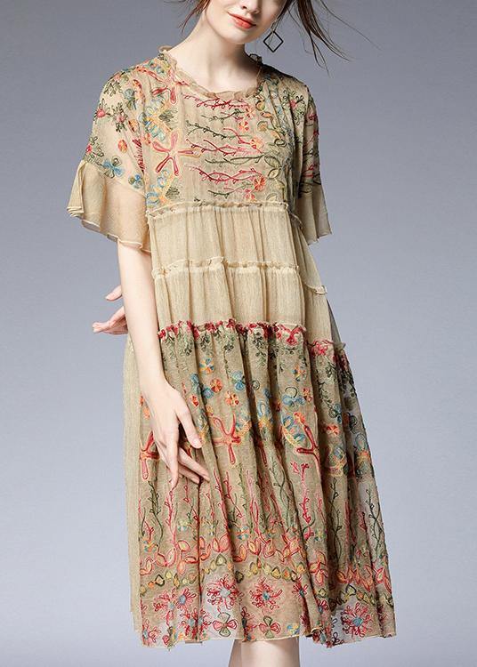 MW | Chiffon-Kleid mit Volants und halblangen Ärmeln