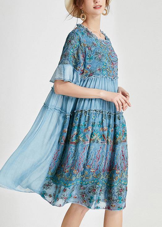 MW | Chiffon-Kleid mit Volants und halblangen Ärmeln