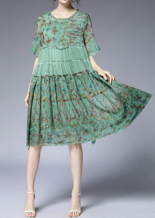 MW | Chiffon-Kleid mit Volants und halblangen Ärmeln