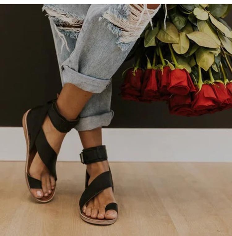 1+1 FREE: MW | Kreuzriemen-Knöchelwickel-Zehenring-Sandalen