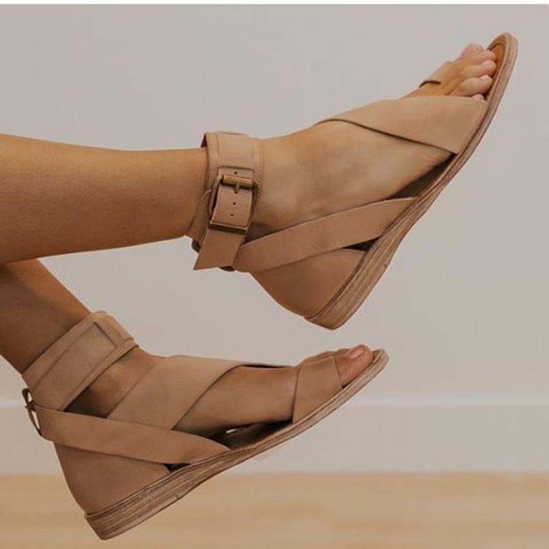 1+1 FREE: MW | Kreuzriemen-Knöchelwickel-Zehenring-Sandalen