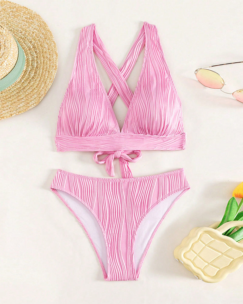 MW | Einfarbiger, sexy Bikini mit tiefem V-Ausschnitt