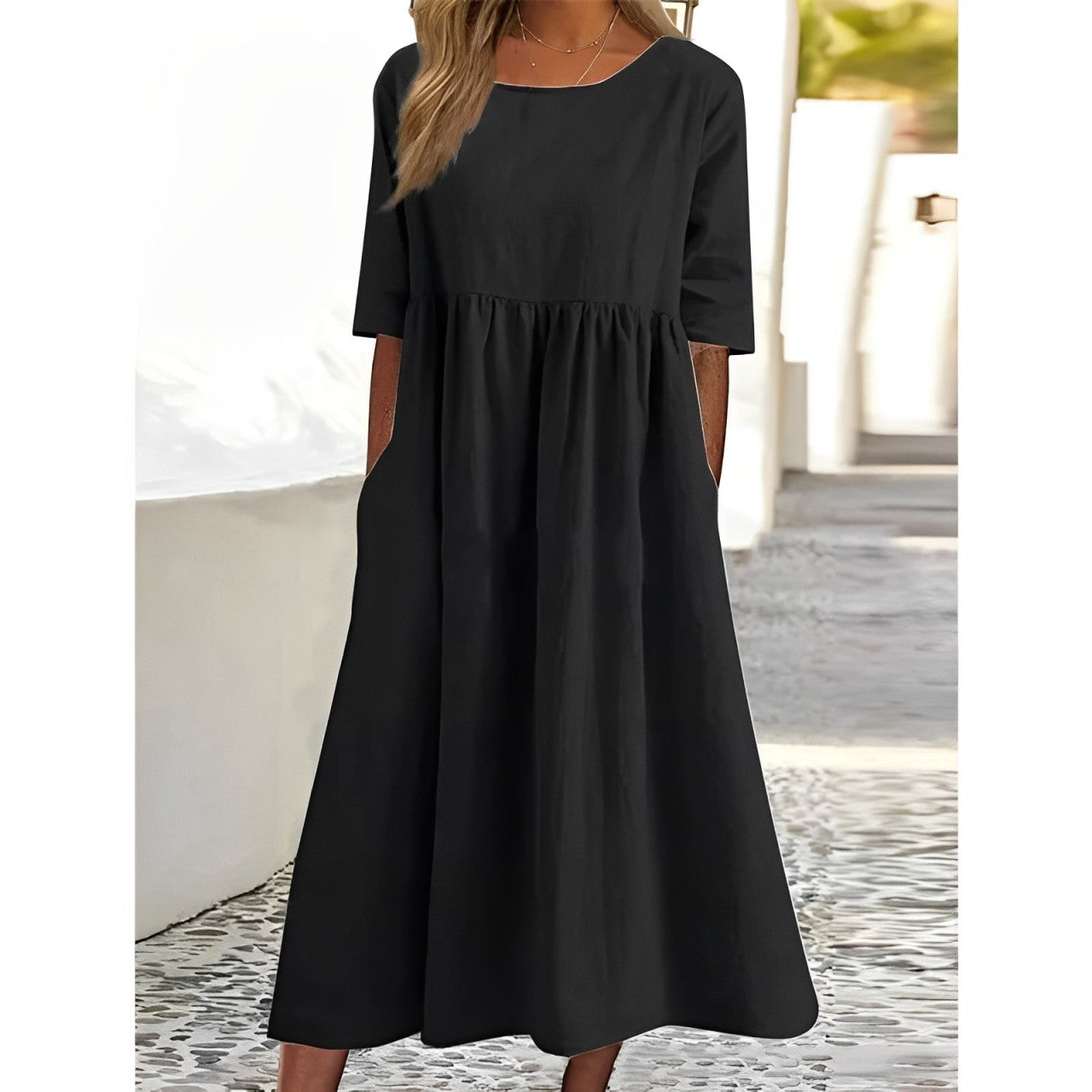 MW | Unifarbenes Midikleid