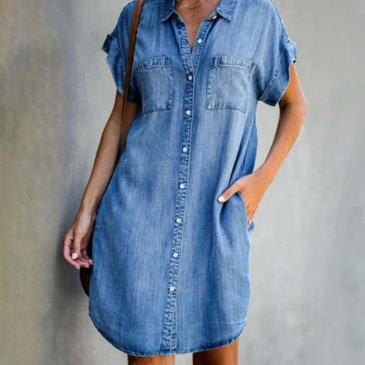 MW | Denim-Minikleid mit Knopfleiste