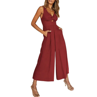 MW | 2024 neue Jumpsuits mit V-Ausschnitt und weitem Bein