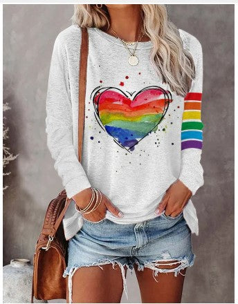 MW | Langärmeliges Shirt mit Regenbogenherz-Print