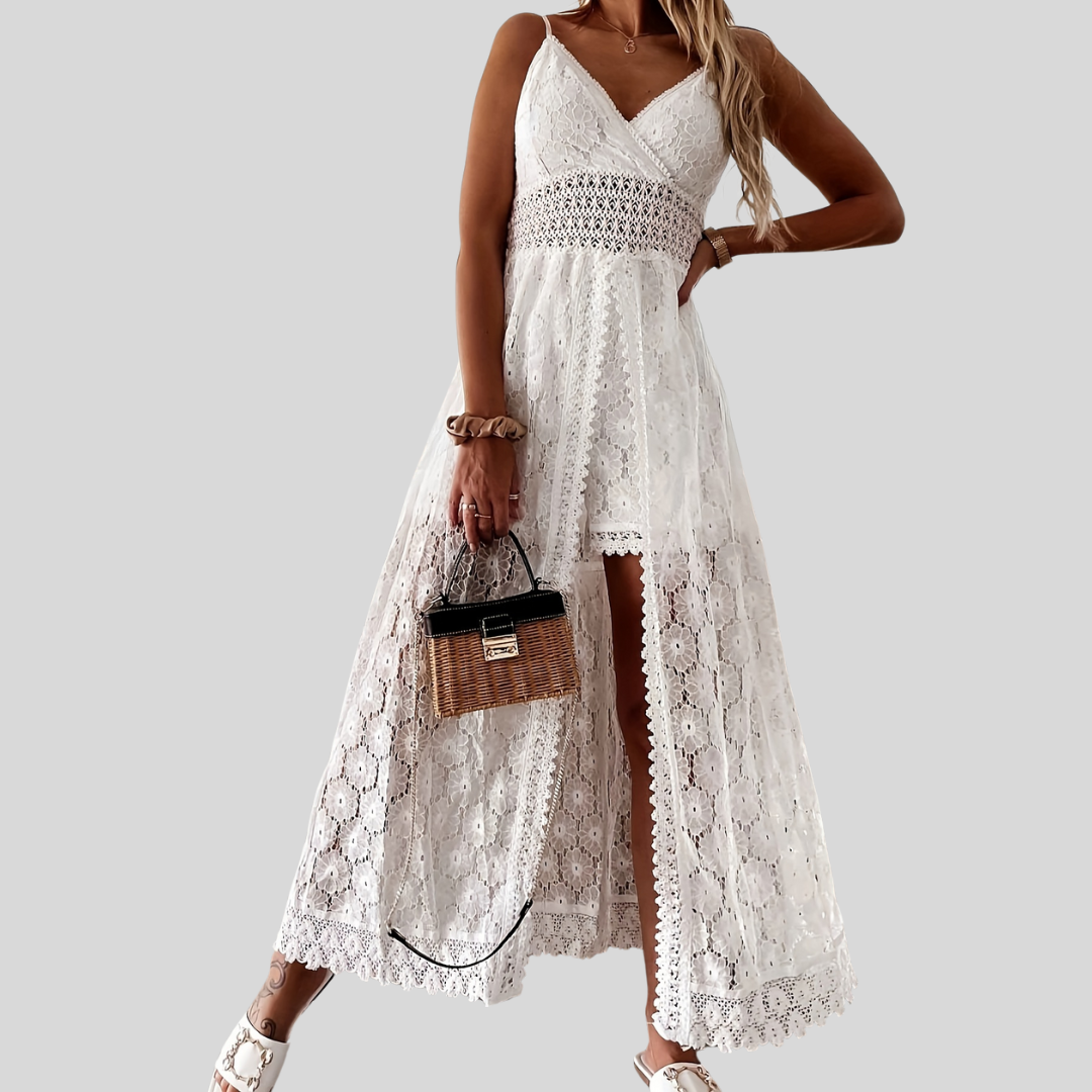 MW | Eleganter Fließender Jumpsuit mit V-Ausschnitt