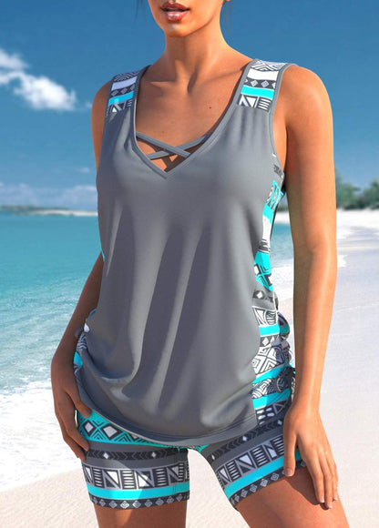 MW | Tankini mit Tribal-Print und überkreuztem Detail