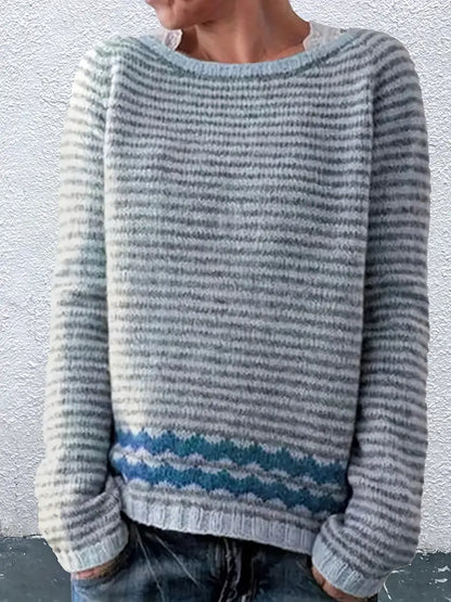 MW | Gestreifter Strickpullover mit geometrischem Muster