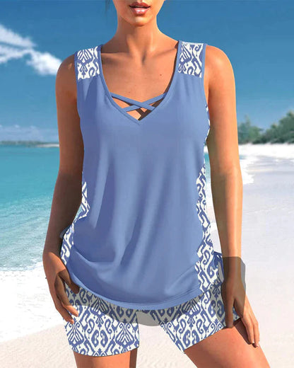 MW | Tankini mit Tribal-Print und überkreuztem Detail