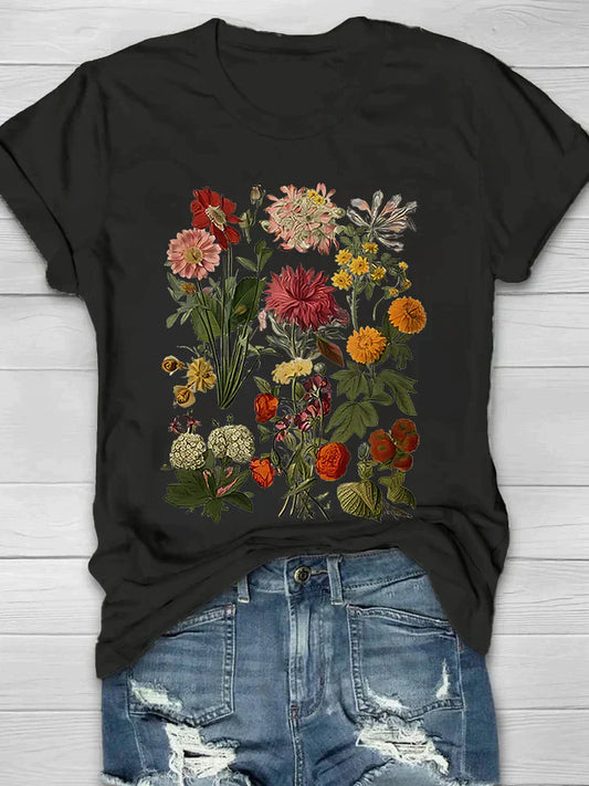 MW | Lässiges T-Shirt mit Blumenmuster