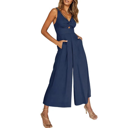 MW | 2024 neue Jumpsuits mit V-Ausschnitt und weitem Bein