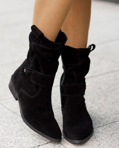 MW | Mid-Calf-Stiefel mit Riemen-Detail