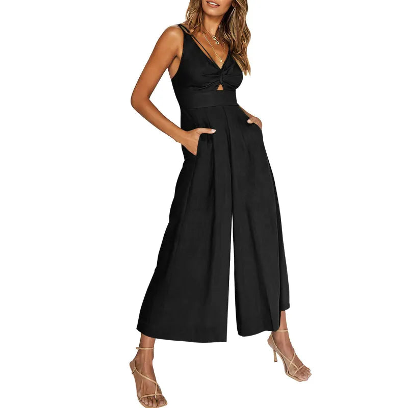 MW | 2024 neue Jumpsuits mit V-Ausschnitt und weitem Bein