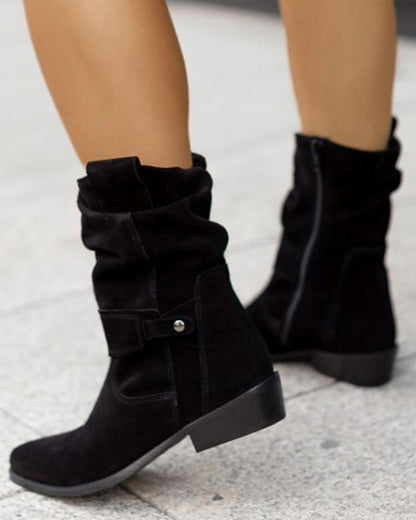 MW | Mid-Calf-Stiefel mit Riemen-Detail