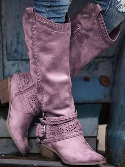 MW | Kniehohe Boho-Western-Stiefel