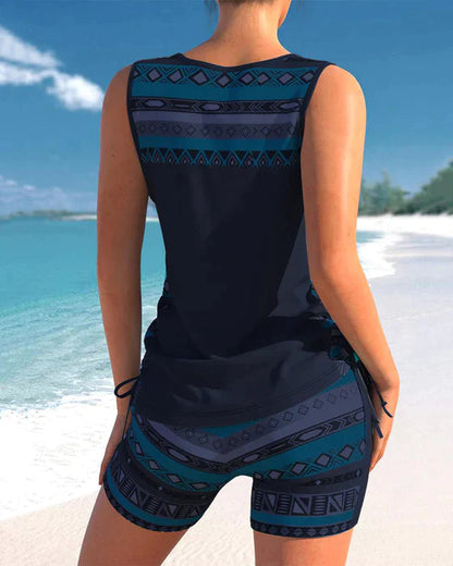 MW | Tankini mit Tribal-Print und überkreuztem Detail