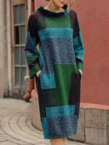 MW | Langärmeliges Midikleid aus Patchwork