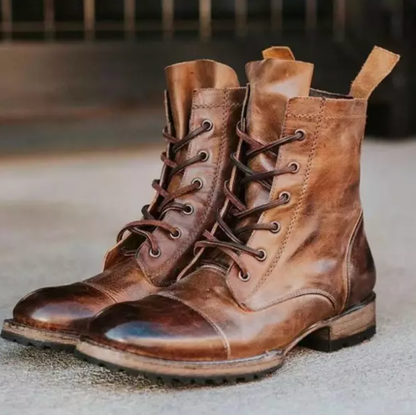 MW | Klassische robuste Vintage-Leder-Schnürstiefel