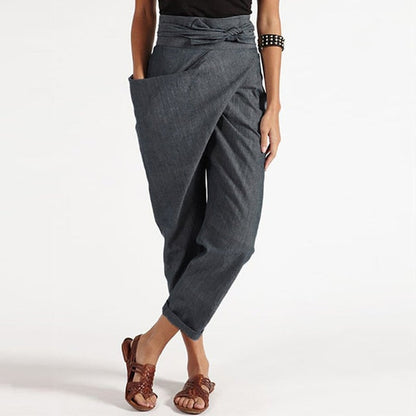 MW | Elegante Cropped-Hose mit Wickelvorderseite