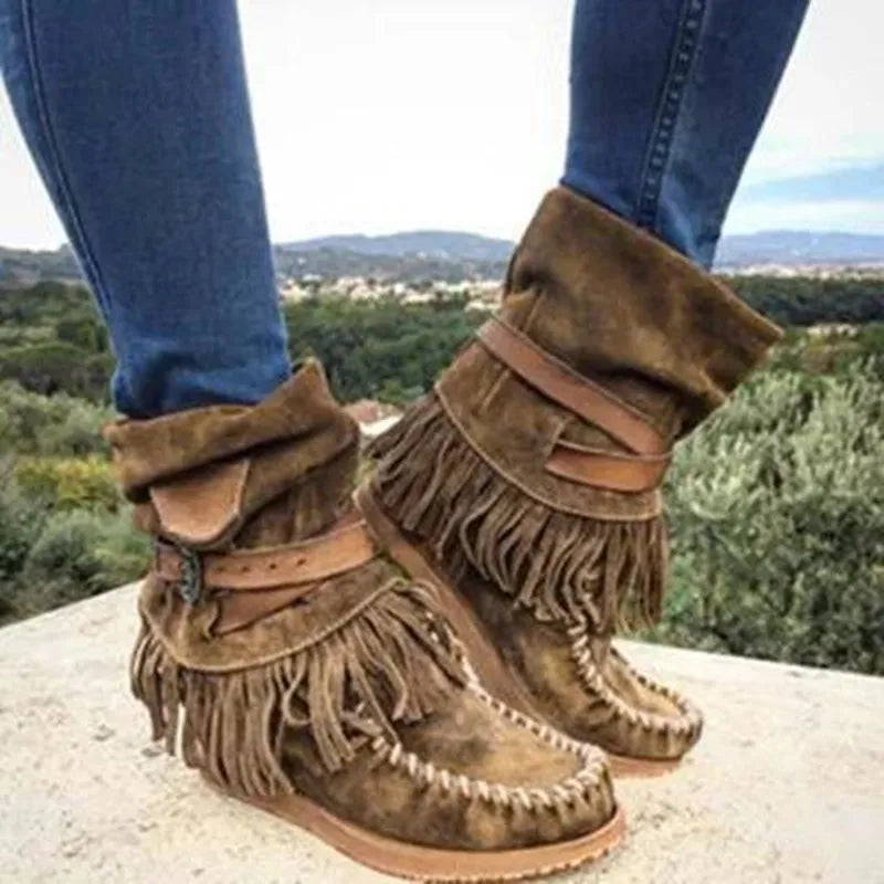 MW | Boho Fransen Mokassin Stiefel