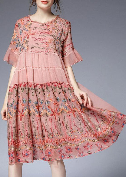 MW | Chiffon-Kleid mit Volants und halblangen Ärmeln