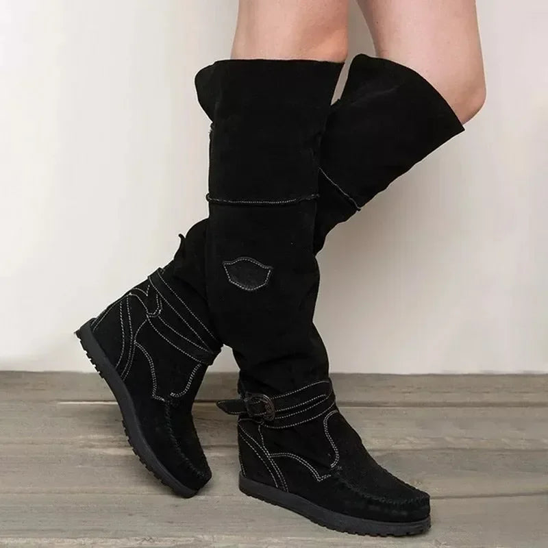 MW | Boho-inspirierte kniehohe Mokassin-Stiefel