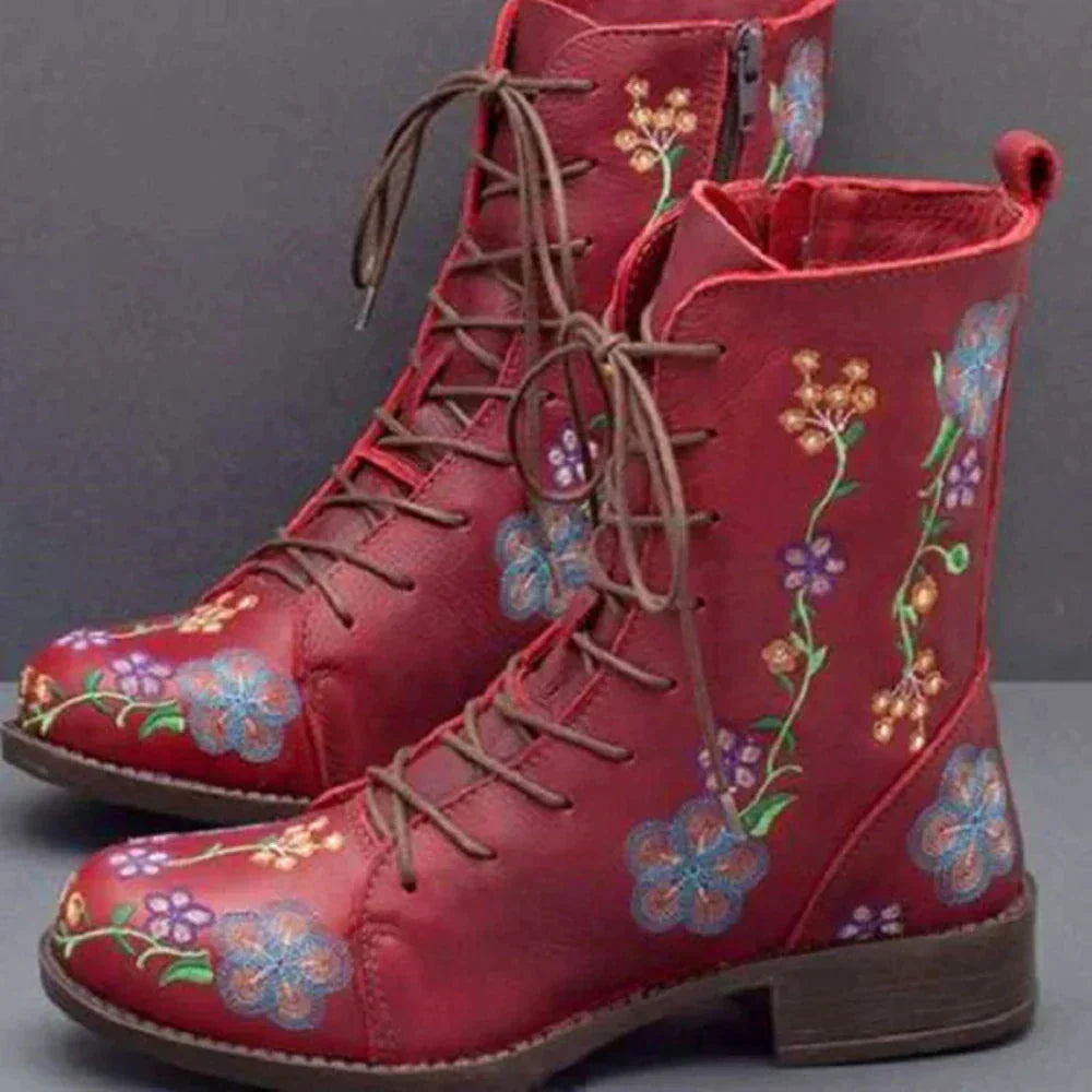 MW | Lässige florale Schnürstiefel