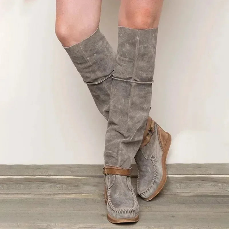 MW | Boho-inspirierte kniehohe Mokassin-Stiefel