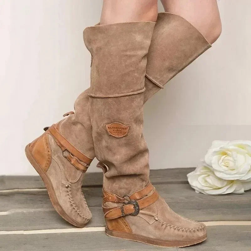 MW | Boho-inspirierte kniehohe Mokassin-Stiefel