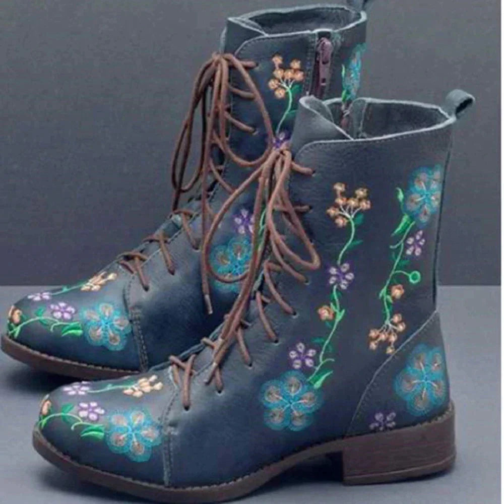 MW | Lässige florale Schnürstiefel