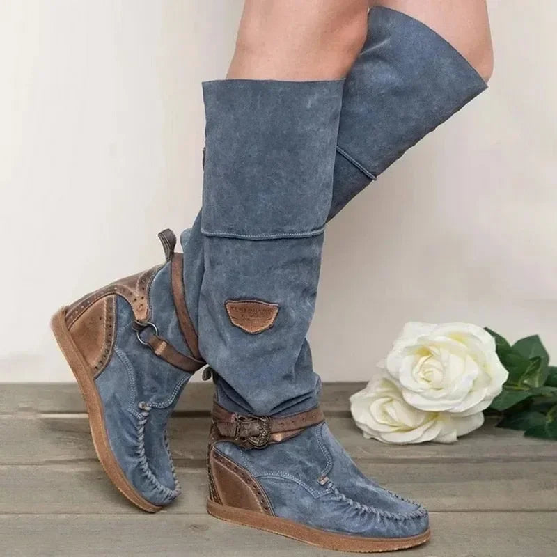 MW | Boho-inspirierte kniehohe Mokassin-Stiefel