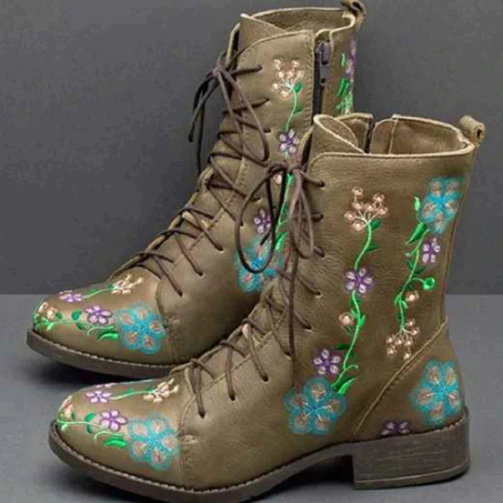 MW | Lässige florale Schnürstiefel