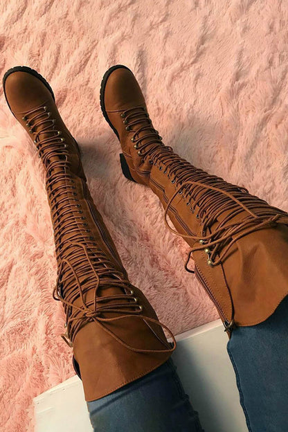 MW | Over-the-Knee-Stiefel mit Schnürung