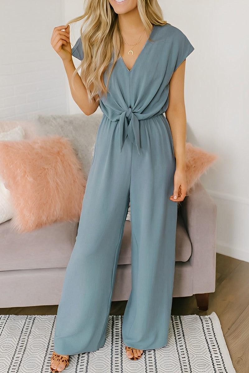 MW | Women's Casual Stylish V-Ausschnitt Weites Bein Jumpsuit