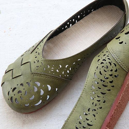 MW | Atmungsaktive Leder-Flats im Vintage-Stil