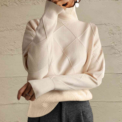 MW | Schicker Turtle-neck pullover aus geometrischem Strick