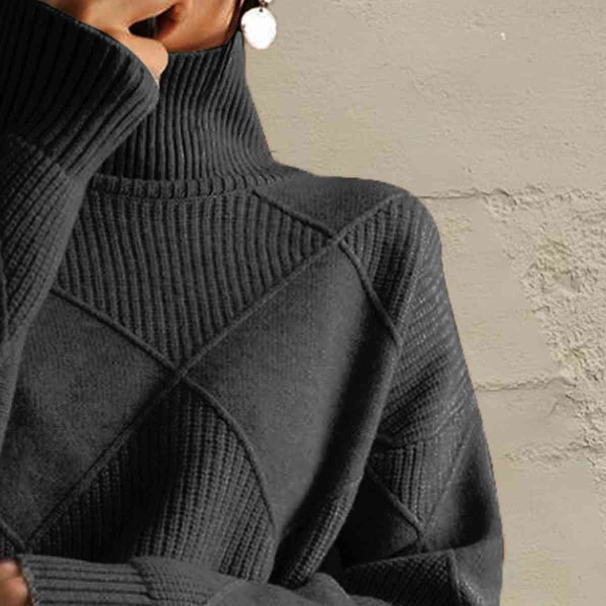 MW | Schicker Turtle-neck pullover aus geometrischem Strick