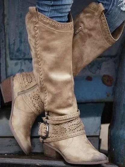 MW | Kniehohe Boho-Western-Stiefel