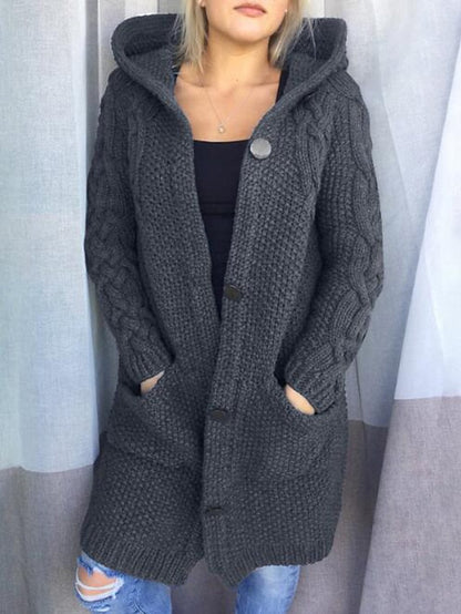 MW | Strickjacke mit Kapuze aus Grobstrick