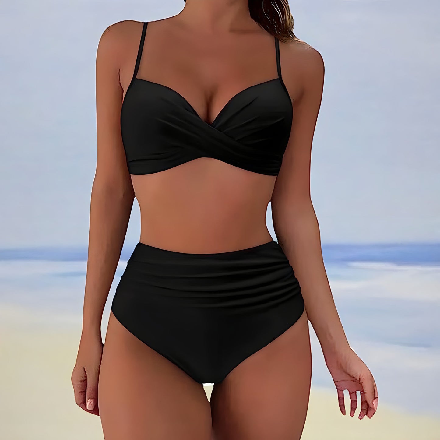 MW | Bikini mit hoher Taille und Twist-Front-Oberteil