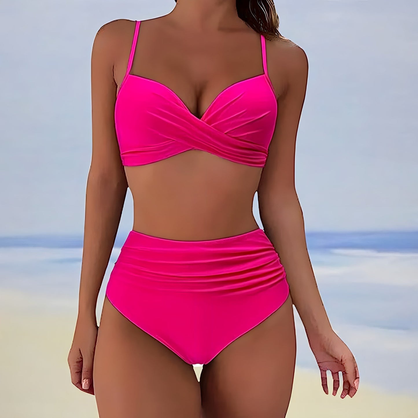 MW | Bikini mit hoher Taille und Twist-Front-Oberteil