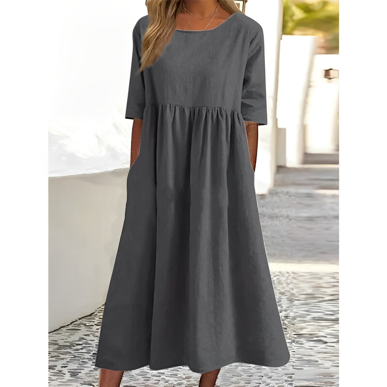 MW | Unifarbenes Midikleid